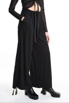 4B W5177 TROUSER Wide Fit Punto Milano Black WOMAN LA HAINE INSIDE US