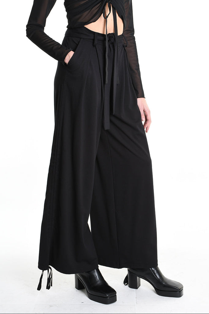 4B W5177 TROUSER Wide Fit Punto Milano Black WOMAN LA HAINE INSIDE US