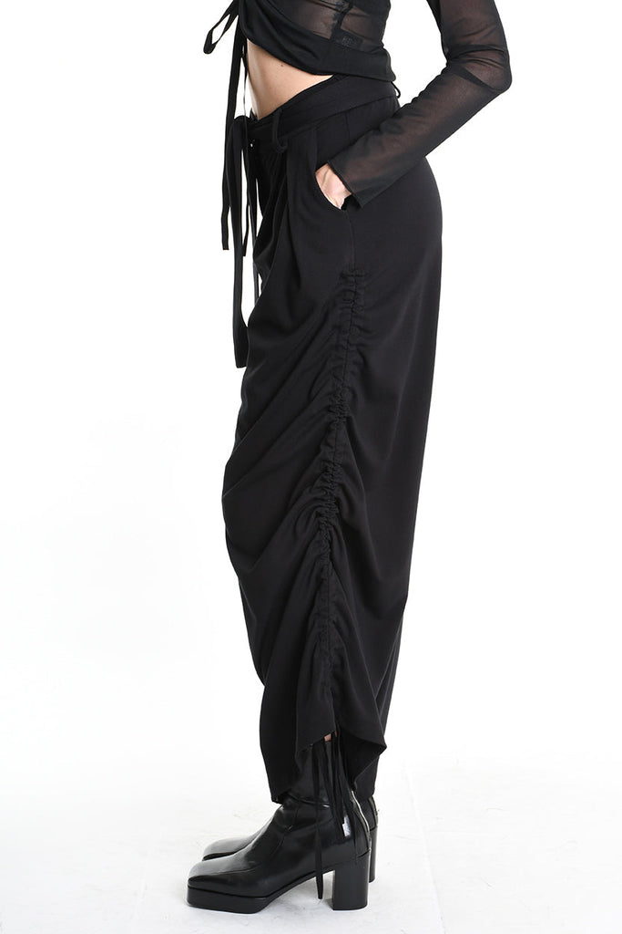 4B W5177 TROUSER Wide Fit Punto Milano Black WOMAN LA HAINE INSIDE US