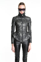 4B W5186 SLIM FIT JACKET in Laminated Stretch Gabardine & Stretch Tulle Black LA HAINE INSIDE US