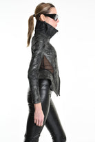 4B W5186 SLIM FIT JACKET in Laminated Stretch Gabardine & Stretch Tulle Black LA HAINE INSIDE US