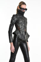 4B W5186 SLIM FIT JACKET in Laminated Stretch Gabardine & Stretch Tulle Black LA HAINE INSIDE US