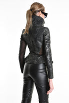 4B W5186 SLIM FIT JACKET in Laminated Stretch Gabardine & Stretch Tulle Black LA HAINE INSIDE US
