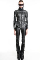 4B W5186 SLIM FIT JACKET in Laminated Stretch Gabardine & Stretch Tulle Black LA HAINE INSIDE US