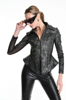4B W5186 SLIM FIT JACKET in Laminated Stretch Gabardine & Stretch Tulle Black LA HAINE INSIDE US