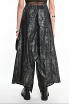 4B W5187 TROUSER Cargo Gabardina Stretch Print Coated UNISEX Black LA HAINE INSIDE US