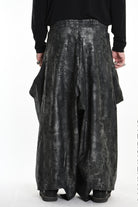 4B W5187 TROUSER Cargo Gabardina Stretch Print Coated UNISEX Black LA HAINE INSIDE US