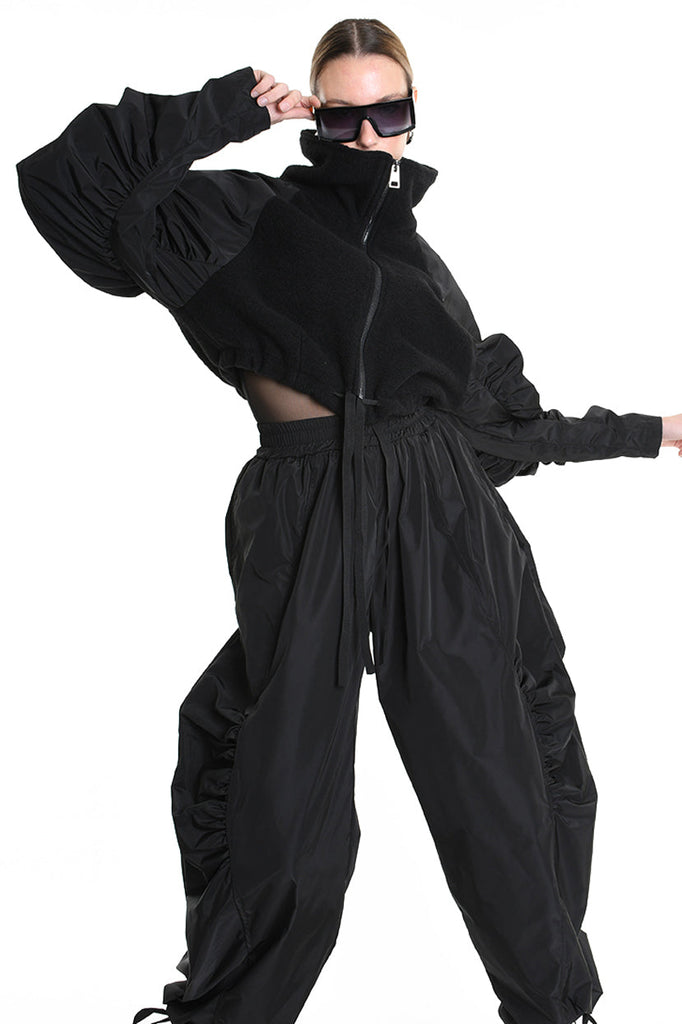 4B W5188 BOMBER Over Boiled Wool & Doubled Nylon Black LA HAINE INSIDE US