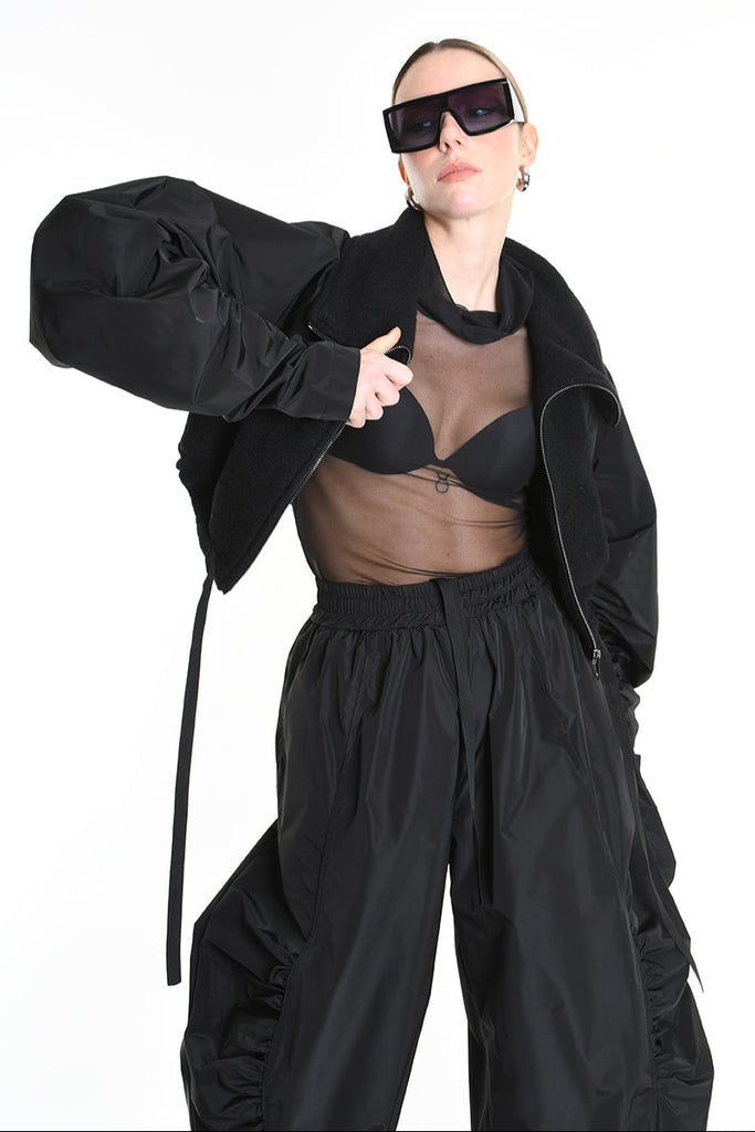 4B W5188 BOMBER Over Boiled Wool & Doubled Nylon Black LA HAINE INSIDE US