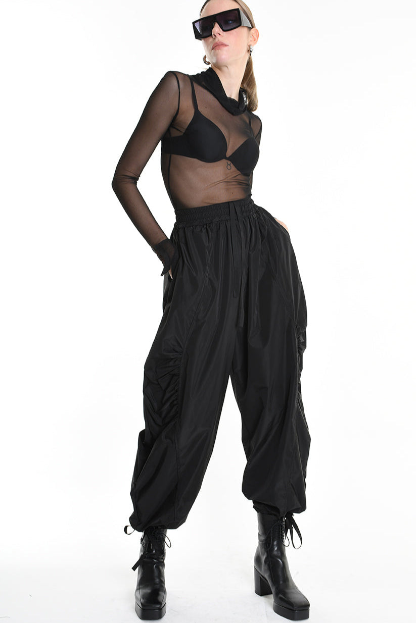 4B W5189 TROUSER Over Nylon Black WOMAN LA HAINE INSIDE US