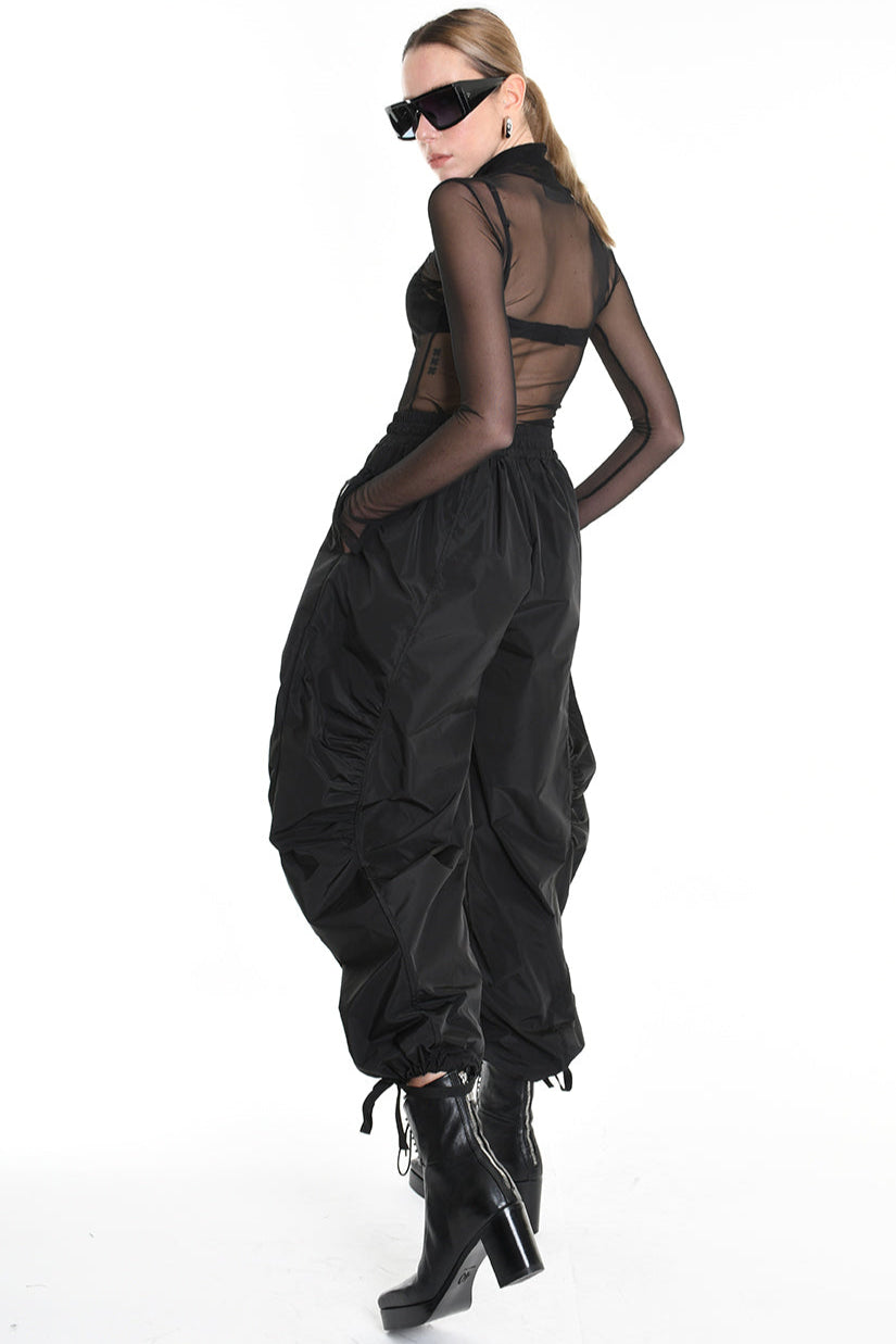 4B W5189 TROUSER Over Nylon Black WOMAN LA HAINE INSIDE US