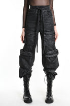 4B W5191 TROUSER Wide Fit Gabardine Cotton Dyed Coated Black WOMAN LA HAINE INSIDE US
