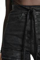 4B W5191 TROUSER Wide Fit Gabardine Cotton Dyed Coated Black WOMAN LA HAINE INSIDE US