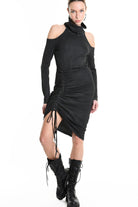 4B W5192 DRESS Tube Jersey Dyed Coated Black LA HAINE INSIDE US