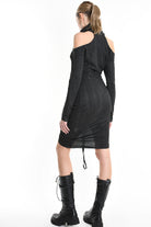 4B W5192 DRESS Tube Jersey Dyed Coated Black LA HAINE INSIDE US