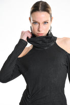 4B W5192 DRESS Tube Jersey Dyed Coated Black LA HAINE INSIDE US