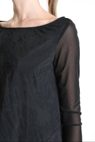 4B W5194 SWEATER Over Asymmetric Nylon Jacquard & Tulle Stretch Black LA HAINE INSIDE US