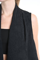 4B W5195 LONG VEST in Nylon Jacquard & Stretch Tulle UNISEX U Black LA HAINE INSIDE US