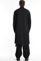 4B W5195 LONG VEST in Nylon Jacquard & Stretch Tulle UNISEX U Black LA HAINE INSIDE US