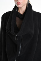 4B W5220 COAT Over Asymmetric Boiled Wool & Nappa Leather Black LA HAINE INSIDE US
