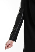 4B W5220 COAT Over Asymmetric Boiled Wool & Nappa Leather Black LA HAINE INSIDE US