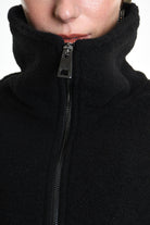 4B W5221 CAPE Asymmetric Boiled Wool & Nappa Leather Black LA HAINE INSIDE US