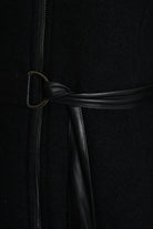 4B W5221 CAPE Asymmetric Boiled Wool & Nappa Leather Black LA HAINE INSIDE US