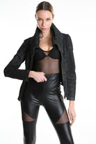 4B W5222 SLIM FIT JACKET in Garment-Dyed Laminated Cotton Gabardine Black LA HAINE INSIDE US