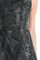 4B W5223 DRESS Sleeveless Asymmetric Gabardina Stretch Coated Black LA HAINE INSIDE US