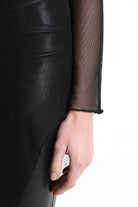 4B W5235 DRESS Long Asymmetric Tulle Stretch Black LA HAINE INSIDE US