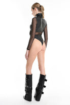 4B W5238 BODY Faux Leather Stretch & Tulle Black LA HAINE INSIDE US