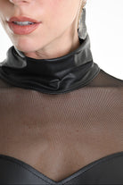 4B W5238 BODY Faux Leather Stretch & Tulle Black LA HAINE INSIDE US