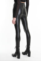 4B W5240 LEGGINGS Faux Leather Stretch & Tulle Black WOMAN LA HAINE INSIDE US