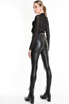 4B W5240 LEGGINGS Faux Leather Stretch & Tulle Black WOMAN LA HAINE INSIDE US