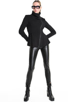 4B W5242 SLIM FIT ASYMMETRICAL JACKET in Punto Milano Black LA HAINE INSIDE US