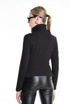 4B W5242 SLIM FIT ASYMMETRICAL JACKET in Punto Milano Black LA HAINE INSIDE US