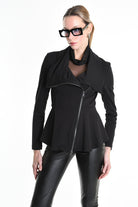 4B W5242 SLIM FIT ASYMMETRICAL JACKET in Punto Milano Black LA HAINE INSIDE US
