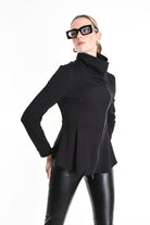 4B W5242 SLIM FIT ASYMMETRICAL JACKET in Punto Milano Black LA HAINE INSIDE US