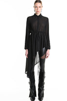4B W5246 SHIRT Asymmetric Georgette Black LA HAINE INSIDE US