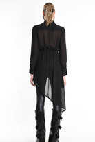 4B W5246 SHIRT Asymmetric Georgette Black LA HAINE INSIDE US