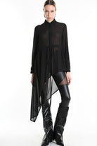 4B W5246 SHIRT Asymmetric Georgette Black LA HAINE INSIDE US