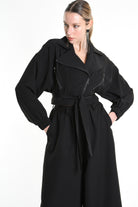 4B W5247 CROPPED OVERSIZED BOMBER in Techno Stretch Black LA HAINE INSIDE US