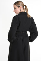 4B W5247 CROPPED OVERSIZED BOMBER in Techno Stretch Black LA HAINE INSIDE US