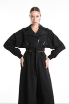 4B W5247 CROPPED OVERSIZED BOMBER in Techno Stretch Black LA HAINE INSIDE US