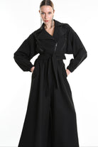 4B W5247 CROPPED OVERSIZED BOMBER in Techno Stretch Black LA HAINE INSIDE US