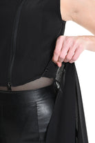 4B W5254 CROPPED VEST in Techno Stretch & Georgette Black LA HAINE INSIDE US