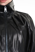 4B W5256 OVERSIZED BOMBER in Leather & Stretch Lining Black LA HAINE INSIDE US