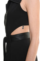 4B W5257 DRESS Long Sleeveless Tecno Stretch & Faux Leather Black LA HAINE INSIDE US