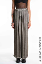 4B W5274 TROUSERS Palazzo Viscose Satin Dyed Cold Mud