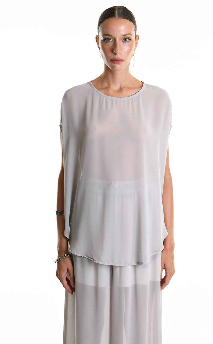 4B W5340 TUNIC Over in Georgette Grey